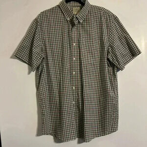 L.L. Bean size XL tall 100% cotton traditional fit EUC short sleeve plaid casual